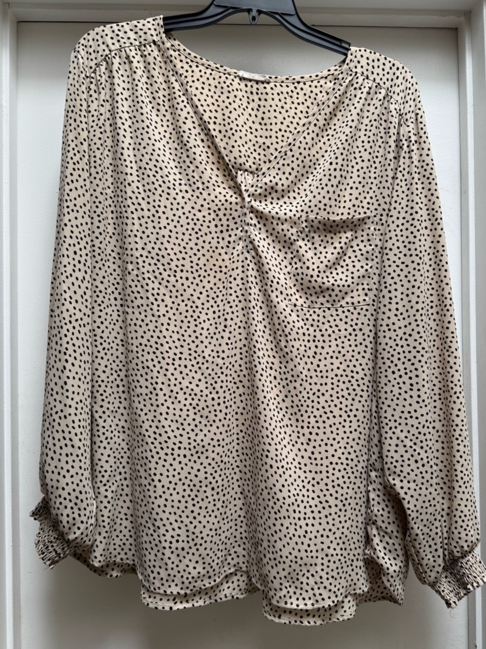 Pleione Cream Blouse with Black Polka Dots